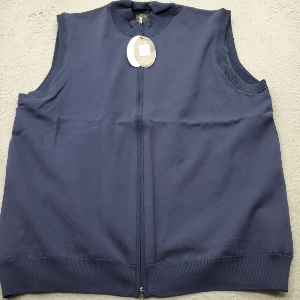Greg Norman Golf Full Zip Vest Mens XXL Navy Weather Knit Performance G7F20V135